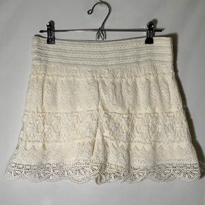 White Lacey Lined Shorts size Medium